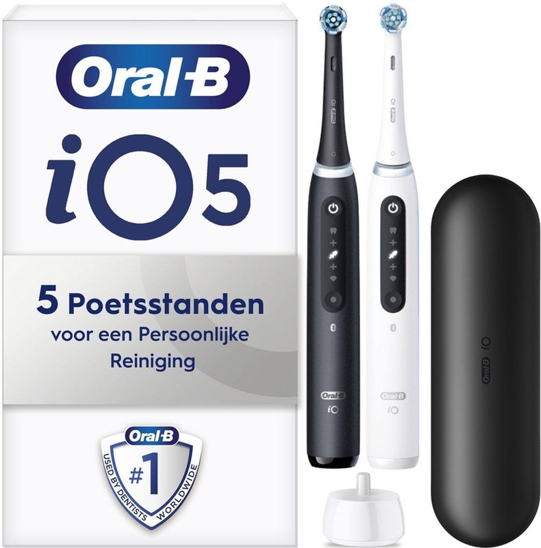 Oral-B iO 5 - Zwart & Wit - Elektrische Tandenborstel - Ontworpen Door Braun