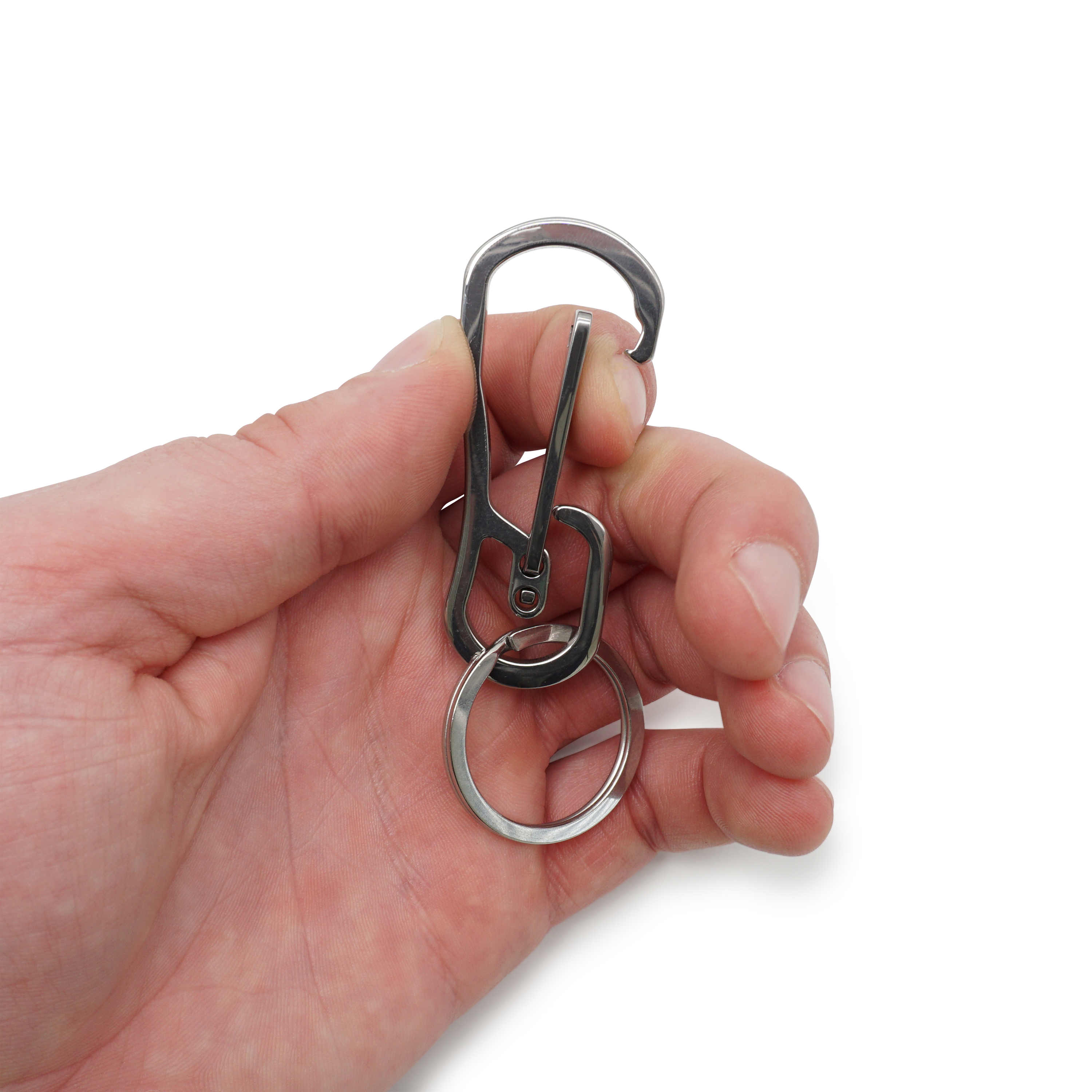 Edelstahl Karabiner Schlüsselanhänger Zubehör Halter mit Spaltring - Silber