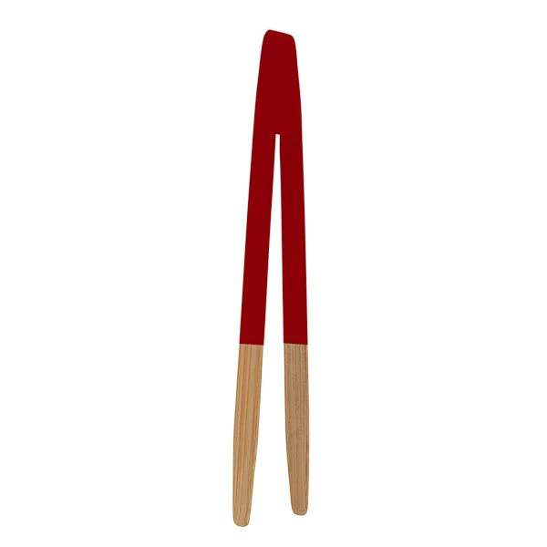 Pince à toast en bambou rouge 24 cm Pebbly