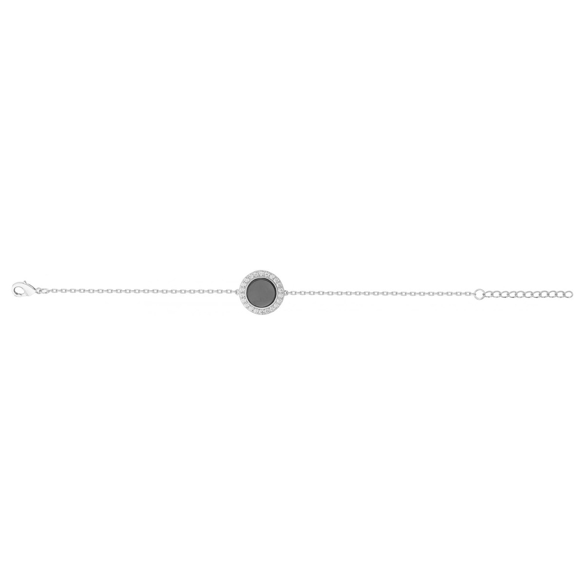 Bracelet souple mono-motif en Argent avec oxyde de zirconium blanc