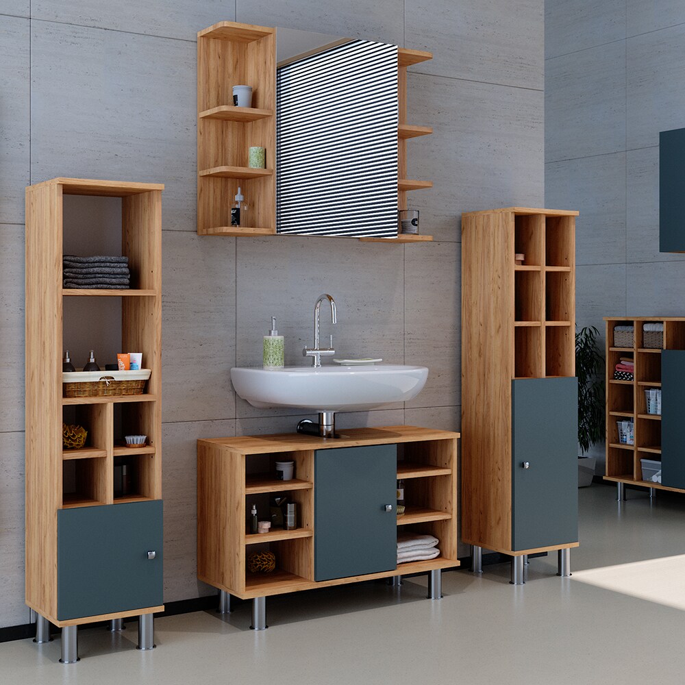 Vicco Midischrank Hochschrank Badschrank Fynn Eiche Grün große Tür Badmöbel