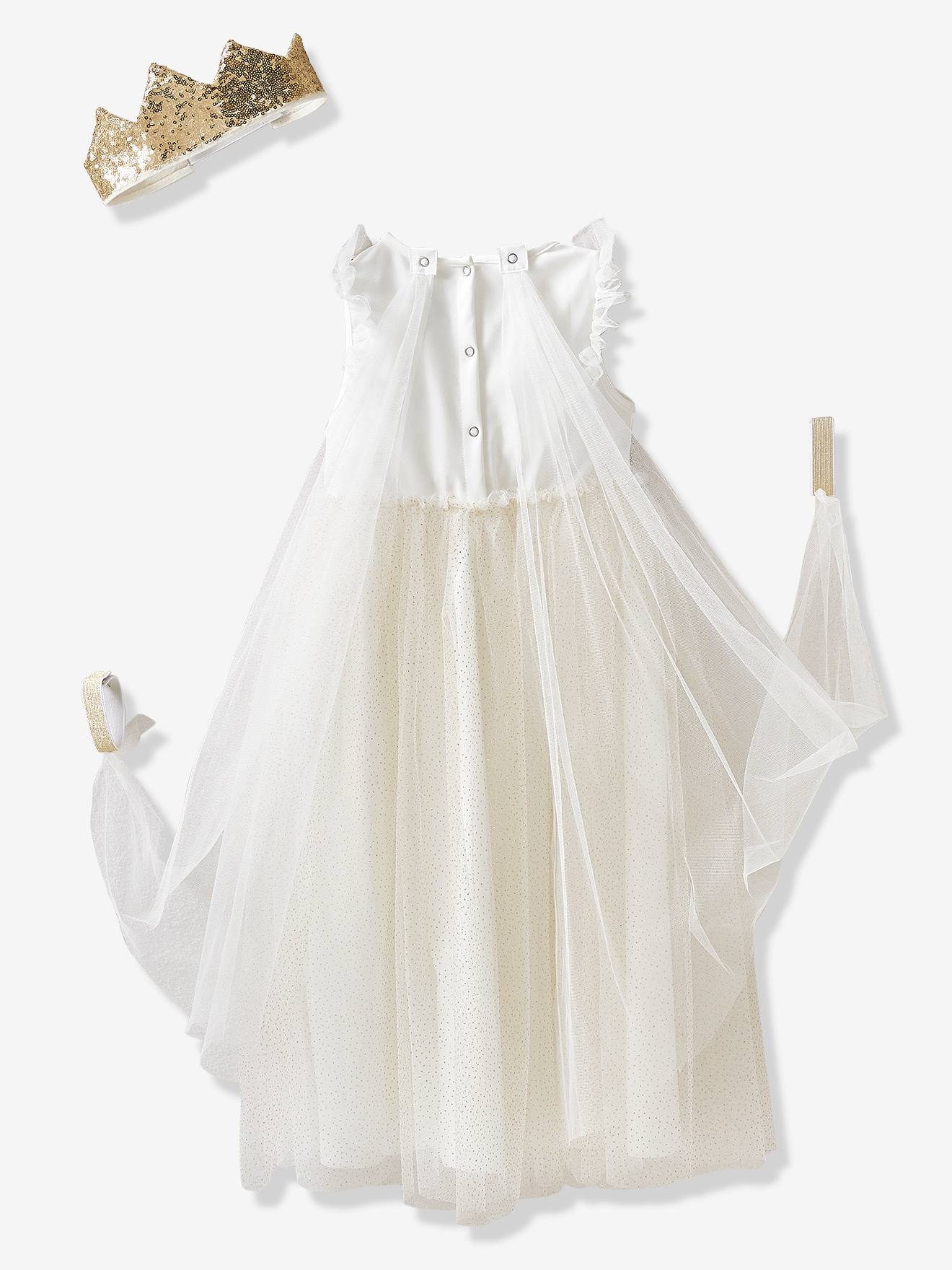 Traje de princesa com véu e coroa verde-esmeralda