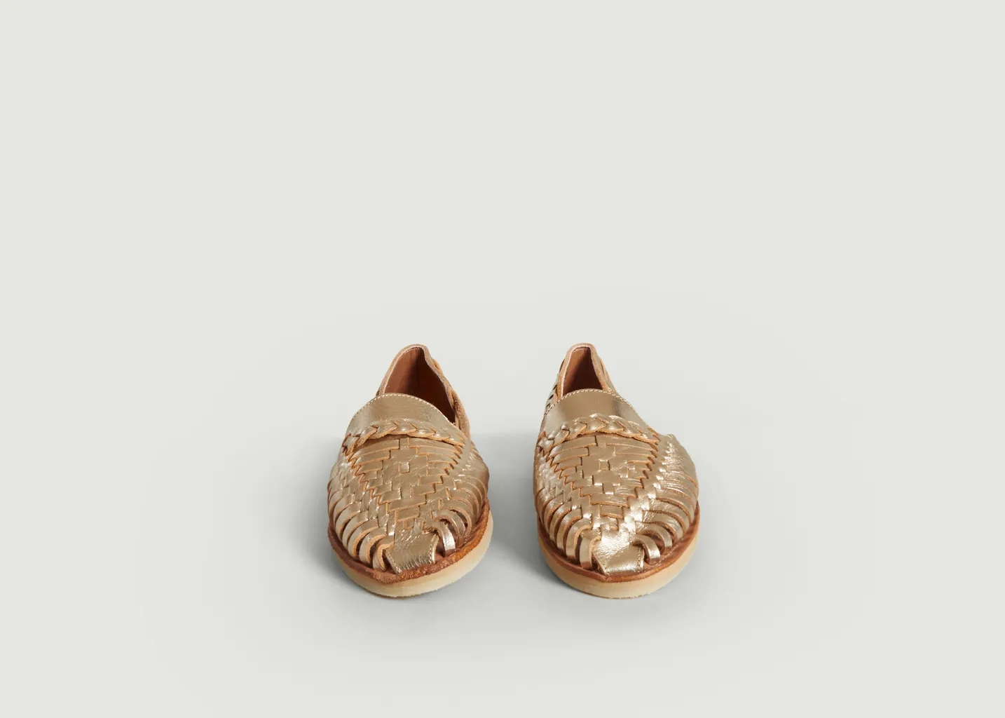 Sandales plates tressées en cuir Alegre Mapache