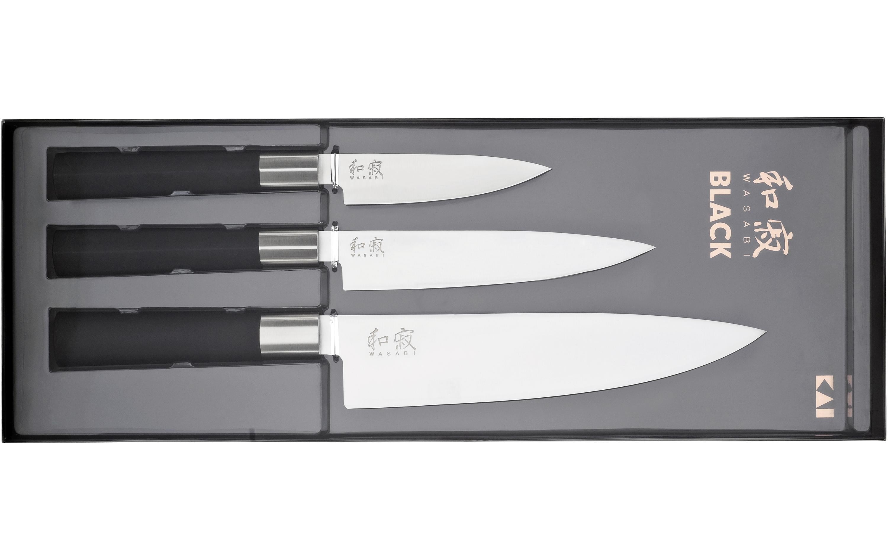 Kochmesser Wasabi 3 tlg. Schwarz<br>Messerset aus Edelstahl