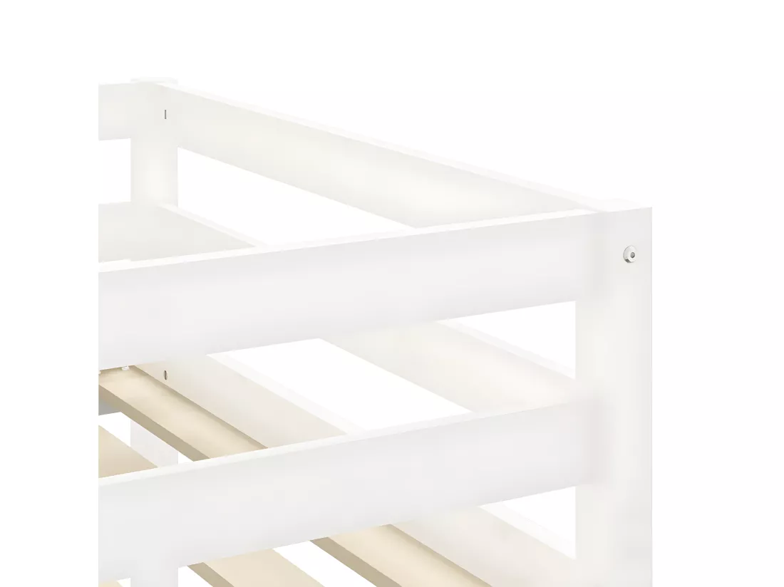 Lit mezzanine enfants et rideaux bleu 90x190cm bois pin massif