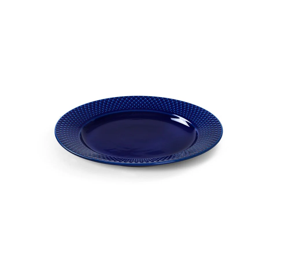 Lyngby Porcelæn  Rhombe Color frokosttallerken, mørk blå - Ø23 cm