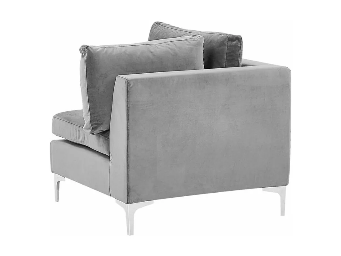 Canapé panoramique modulable en velours gris 6 places avec pouf EVJA