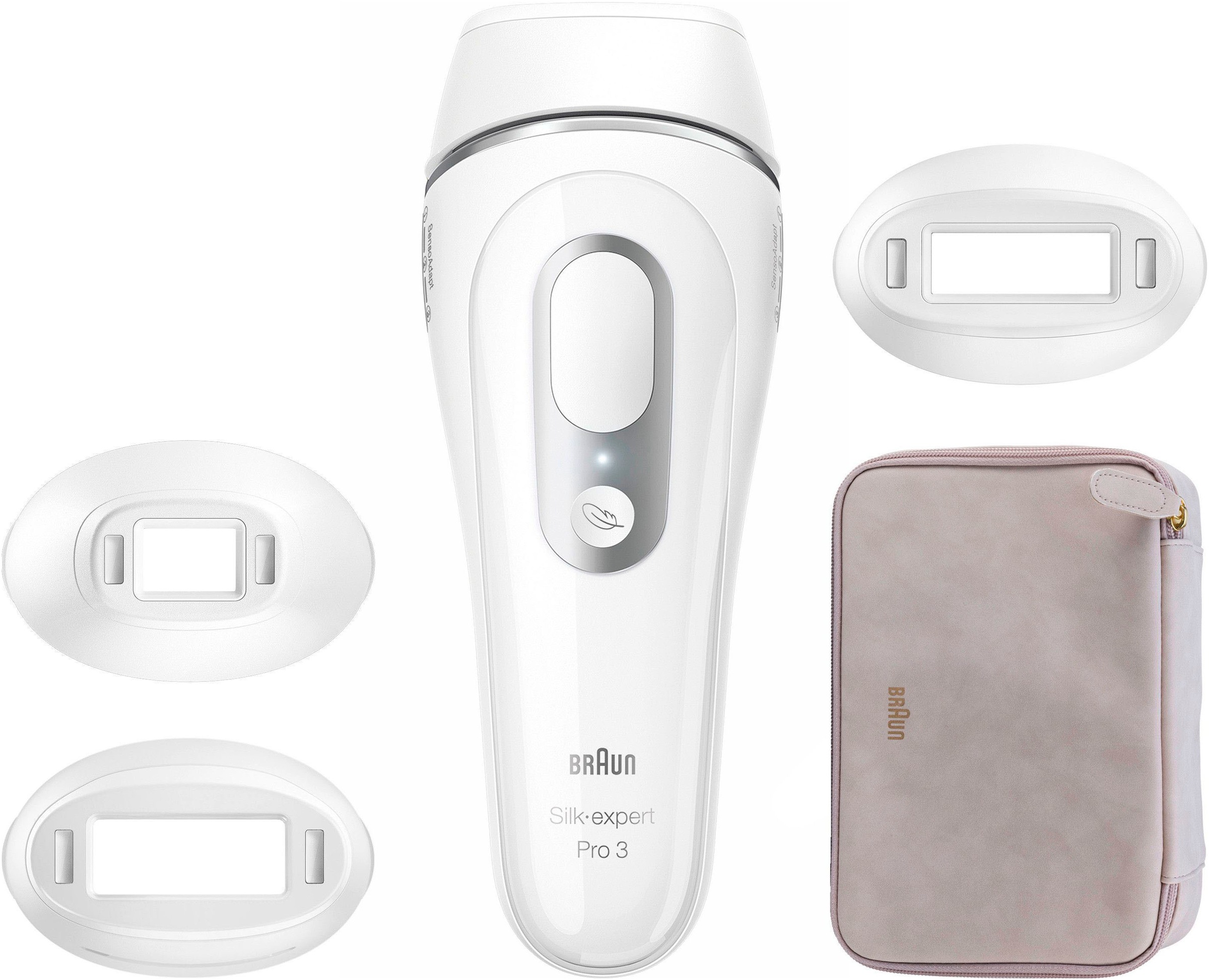 Braun IPL-Haarentferner »Silk·expert Pro 3 PL3230« pro Minute bis zu 100 Lichtimpulse 3 Aufsätze, mit Aufbewahrungstasche