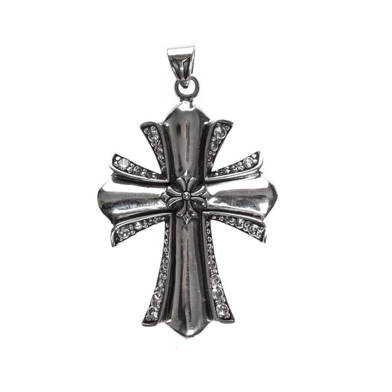 Croix Rock Argent Pendentif Sertie