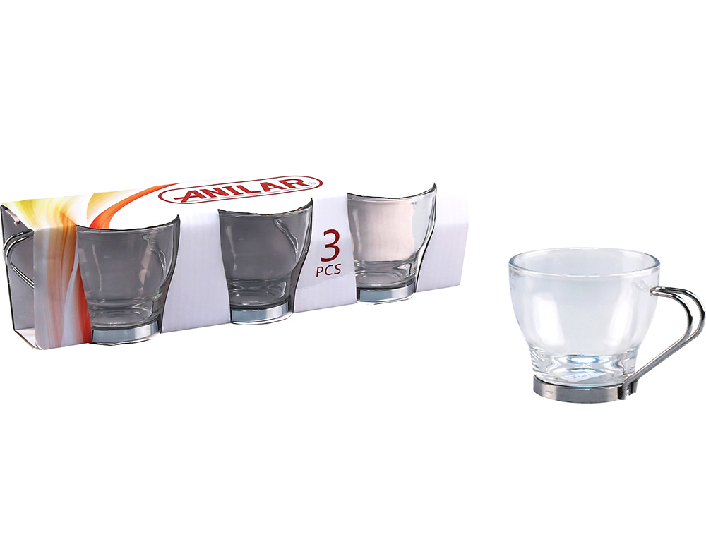 CONJUNTO DE 3 CHÁVENAS CAFÉ ANILAR VIDRO 9CL