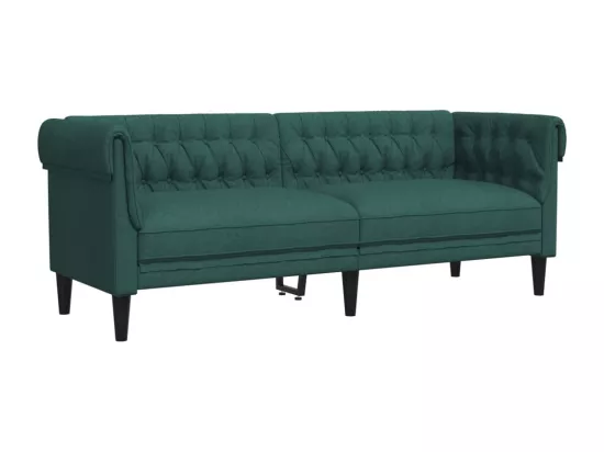Canapé Chesterfield 3 places vert foncé tissu