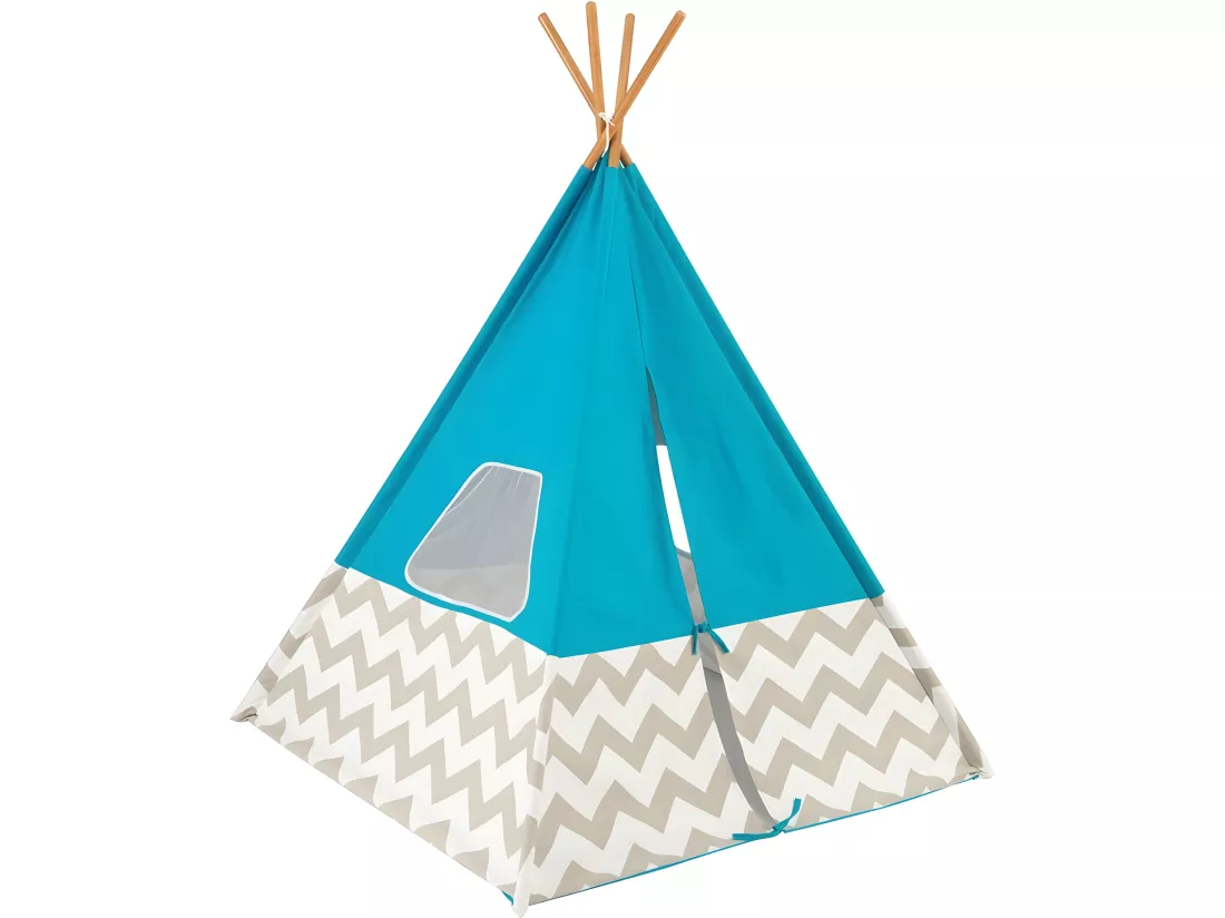 Tipi enfant en toile et bambou Turquoise