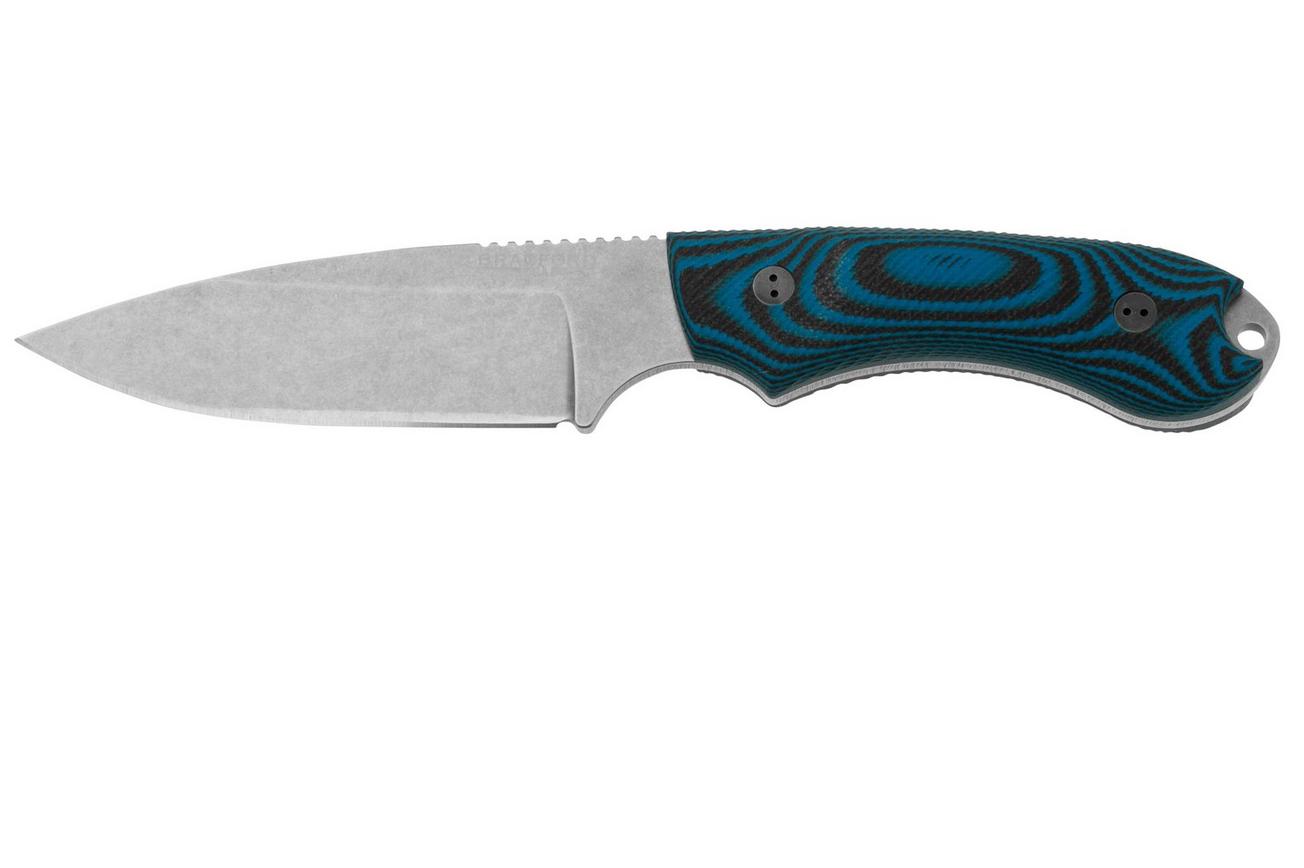 Bradford Knives Guardian 4.2 Microtextured Black Blue G10 3D, CPM-Magnacut, Sabre Grind, Stonewashed Finish, vaststaand mes