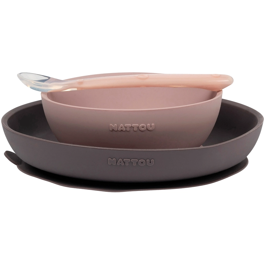 Nattou Esslern set 3 teilig rosa grau