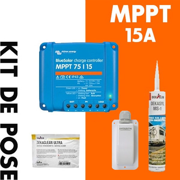 Kit pose panneau solaire + Régulateur MPPT VICTRON 15A 220W