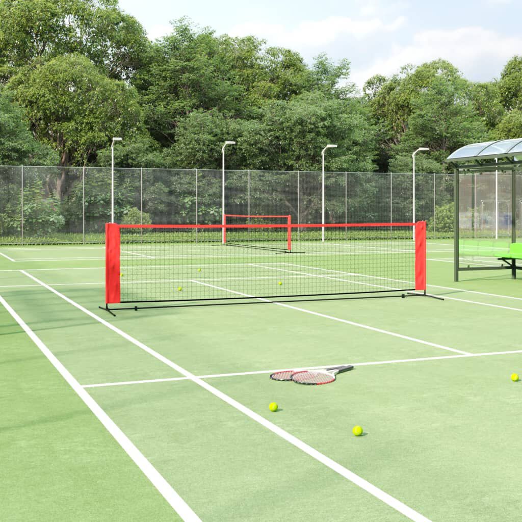 vidaXL Tennisnet, zwart en rood, 400x100x87 cm, polyester