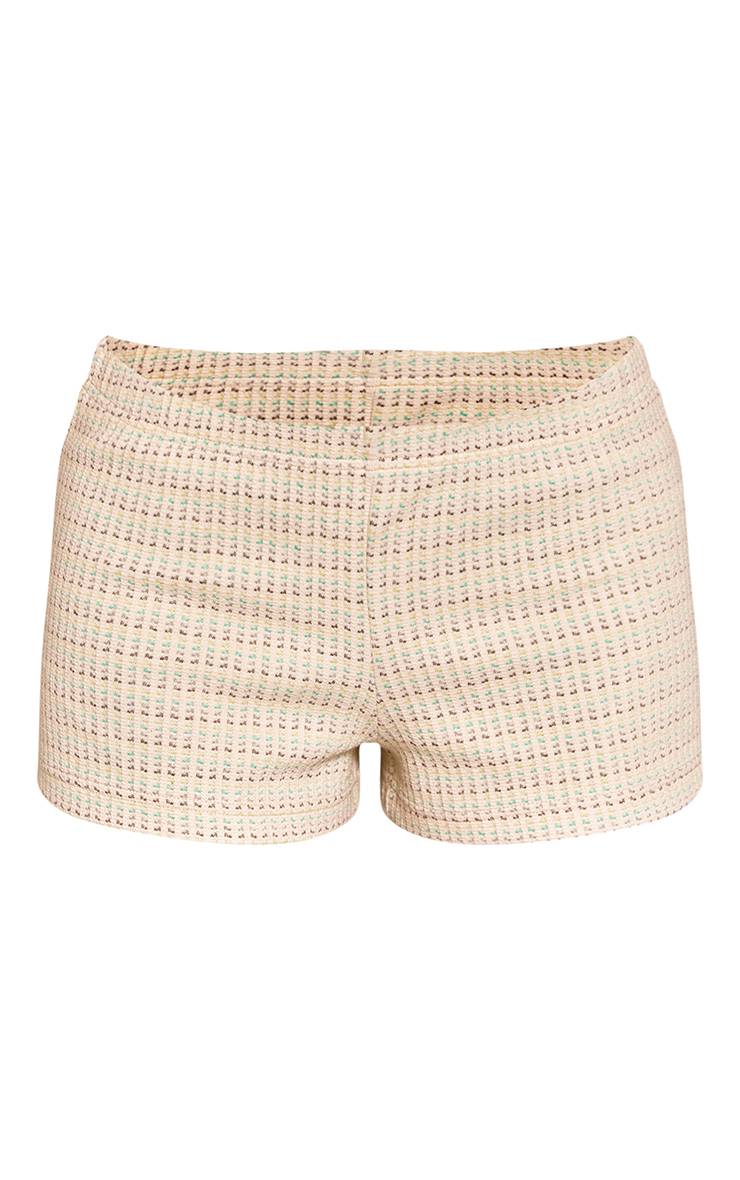 Vert Short Hotpant Coordonné En Tissu Multi-texturé