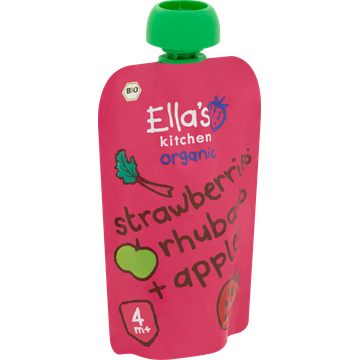 Ella's Kitchen Aardbeien, rabarber + appels 4+ biologisch 120 g