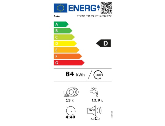 BEKO - Lave vaisselle 60 cm TDFV16310S