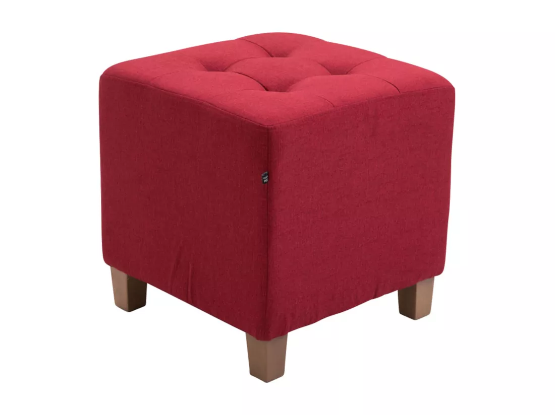 Lot de 2 Tabouret - Tissu & Bois - Rouge - Pharao