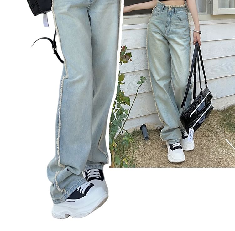 Denimot - High Rise Washed Wide Leg Jeans (diverse designs)