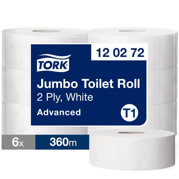 Tork 120272 toiletpapier jumbo 2-lgs wit 360 mtr x 10 cm pak à 6 rol (120272)