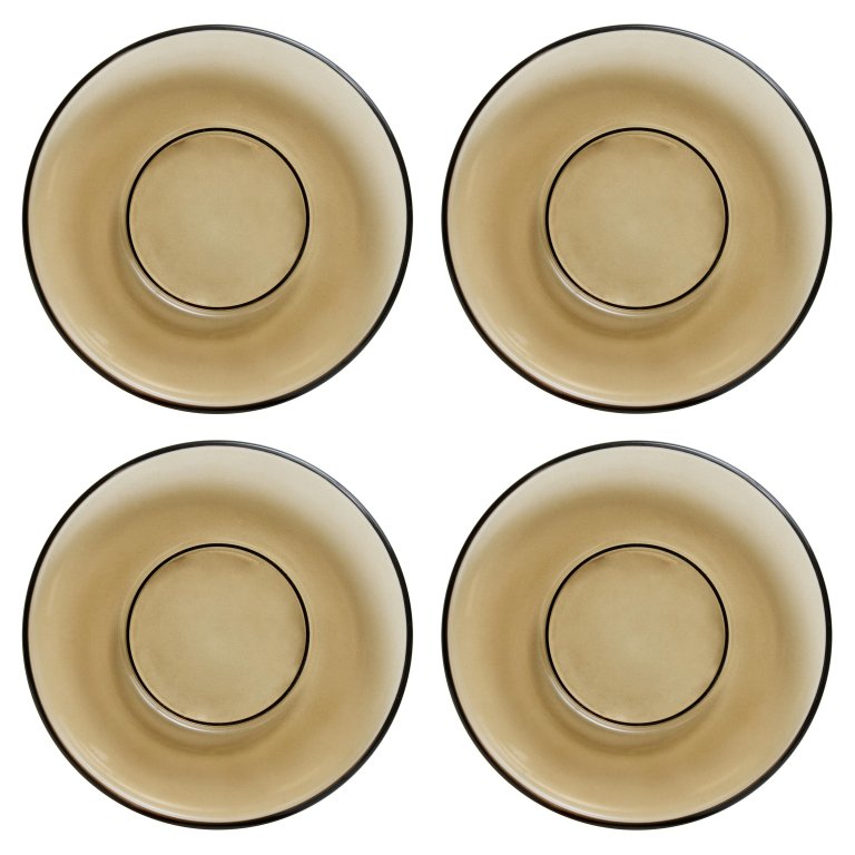 HKliving 70's Glassware koffie mok onderzetter set van 4 mud brown