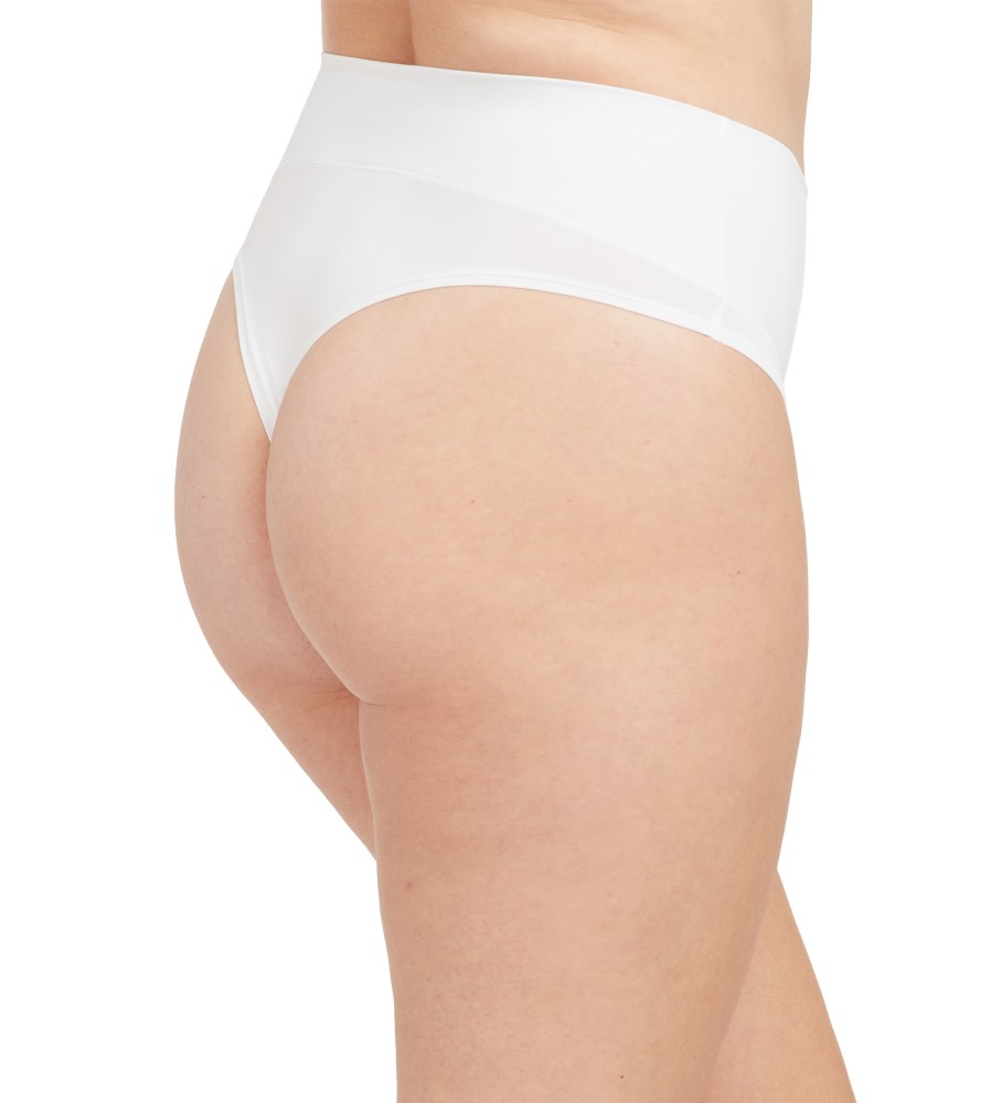 Calcinha fio dental modeladora SPANX branca de algodão