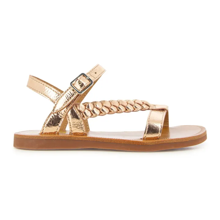 Pom d'Api Sandales Plagette Antik | Or rose