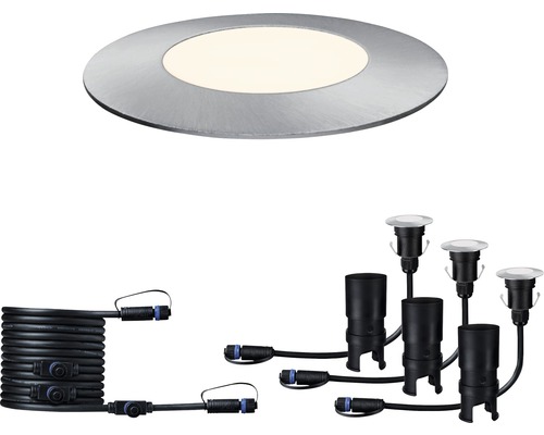 Paulmann Plug & Shine LED Inbouwspots Aanvullende Set IP65 3x2,5W 3x95 lm 3000K Vloerlamp Mini Zilver 230/24V 3 Stuks
