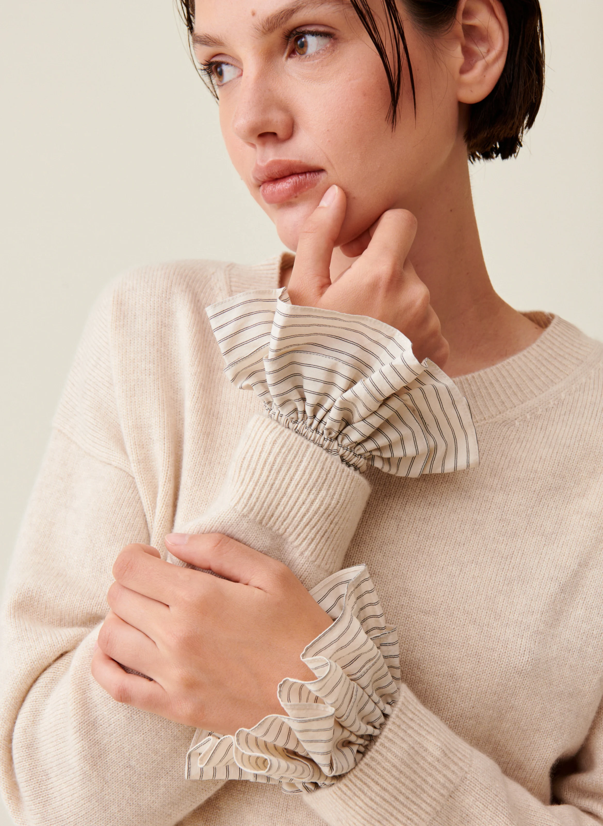 Poignets à rayures | Beige