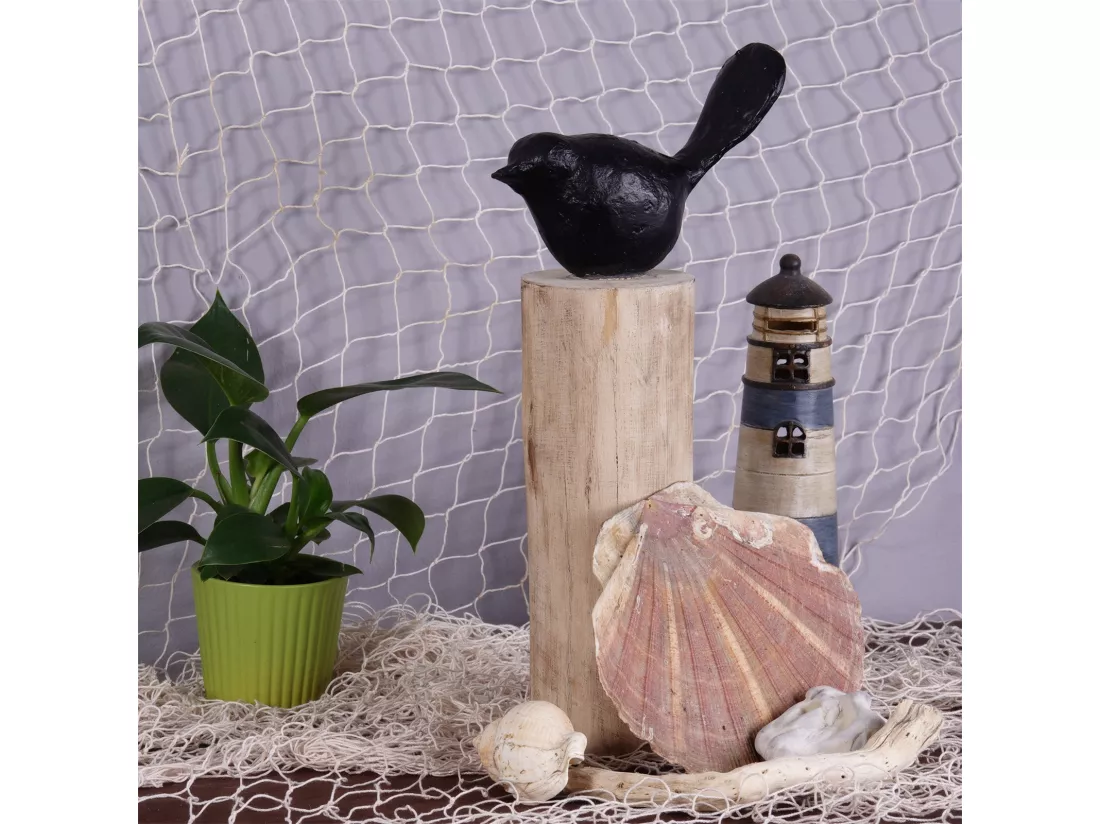 SCULPTURE VOGEL Birdy II Socle en bois de mangue noir-nature