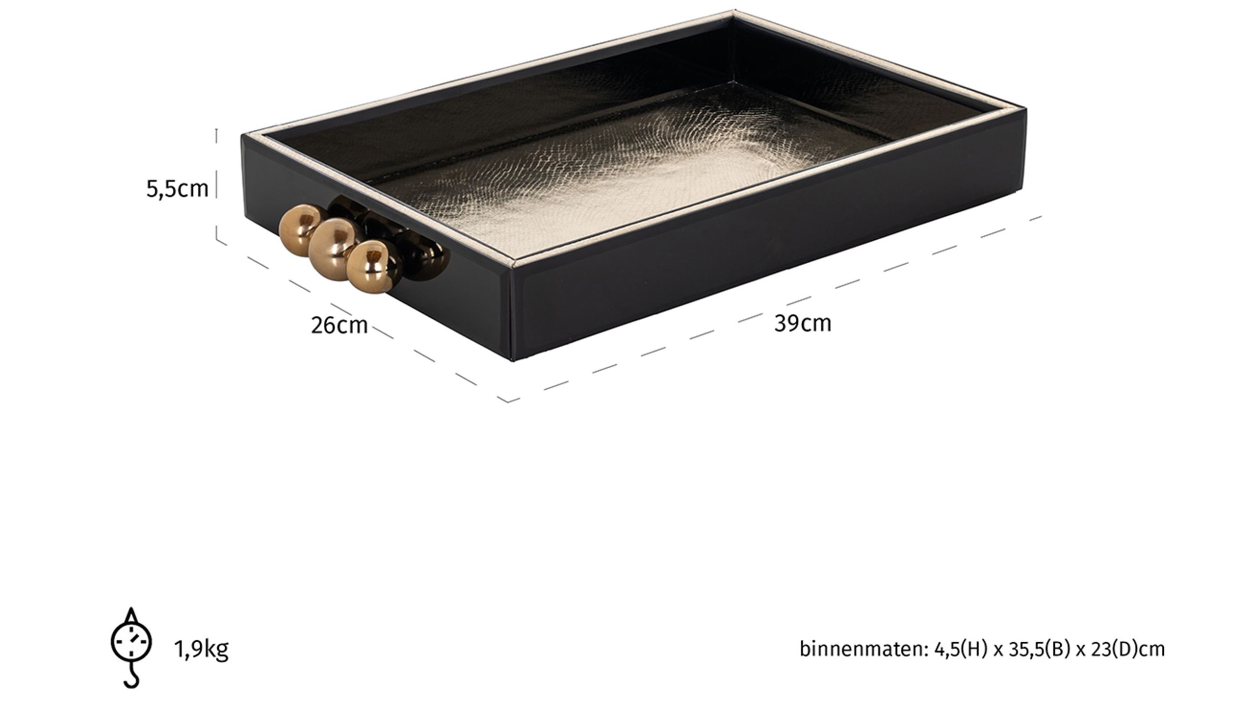Dienblad Liv 210966B39 x D26 x H5.5 cm