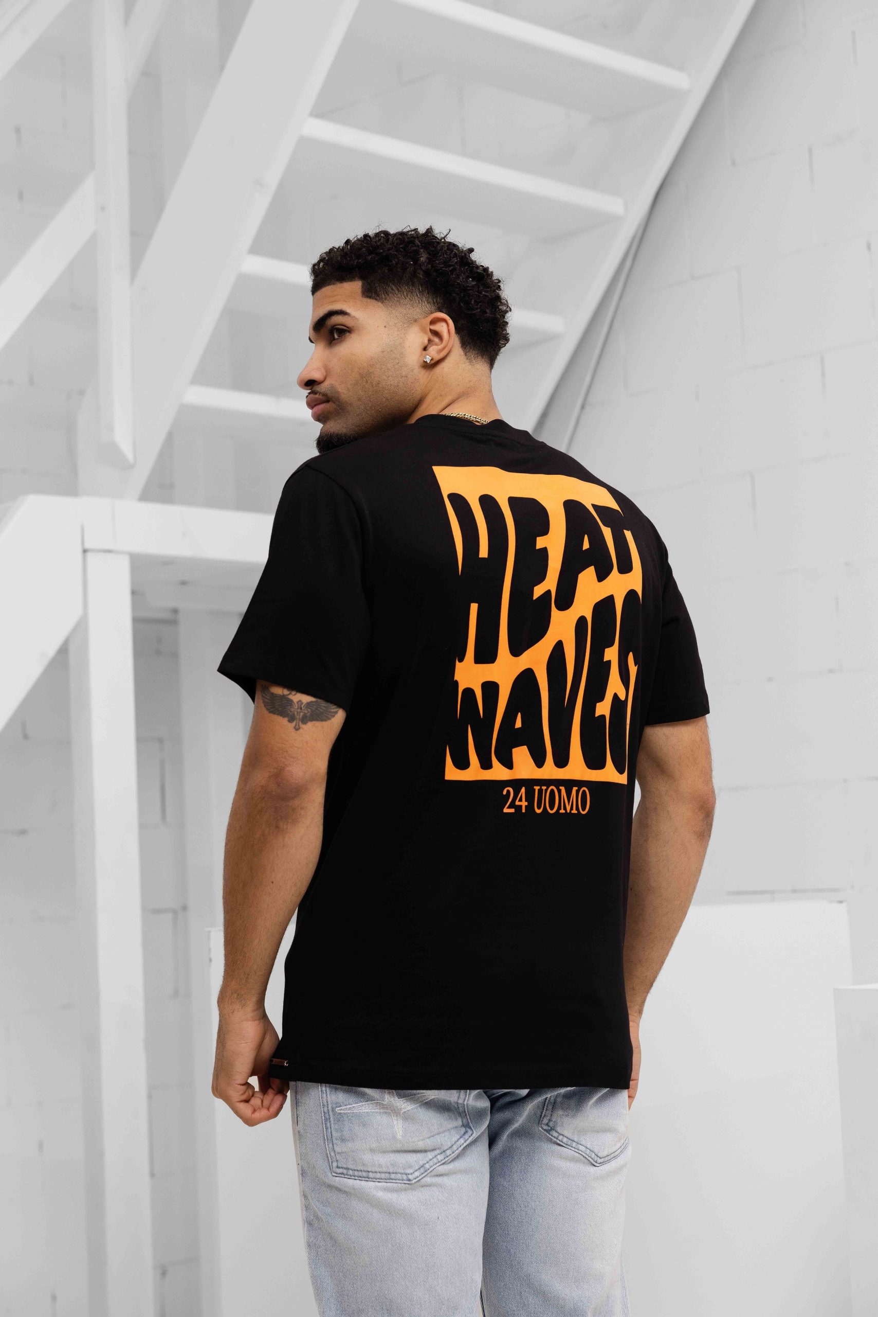 24 Uomo Heat Wave T-Shirt Heren Zwart/Oranje