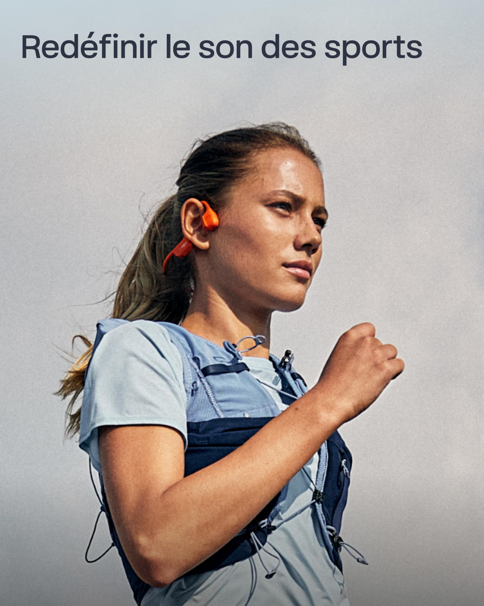 SHOKZ Casque à Conduction Osseuse OpenRun Pro 2 Mini, Écouteurs sans Fil Bluetooth 5.3, Microphones Réducteurs de Bruit, Étanchéité IP55, 12h d’Autonomie, Charge Rapide USB-C, Orange