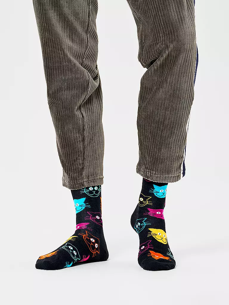 HAPPY SOCKS Herren Socken CAT black schwarz