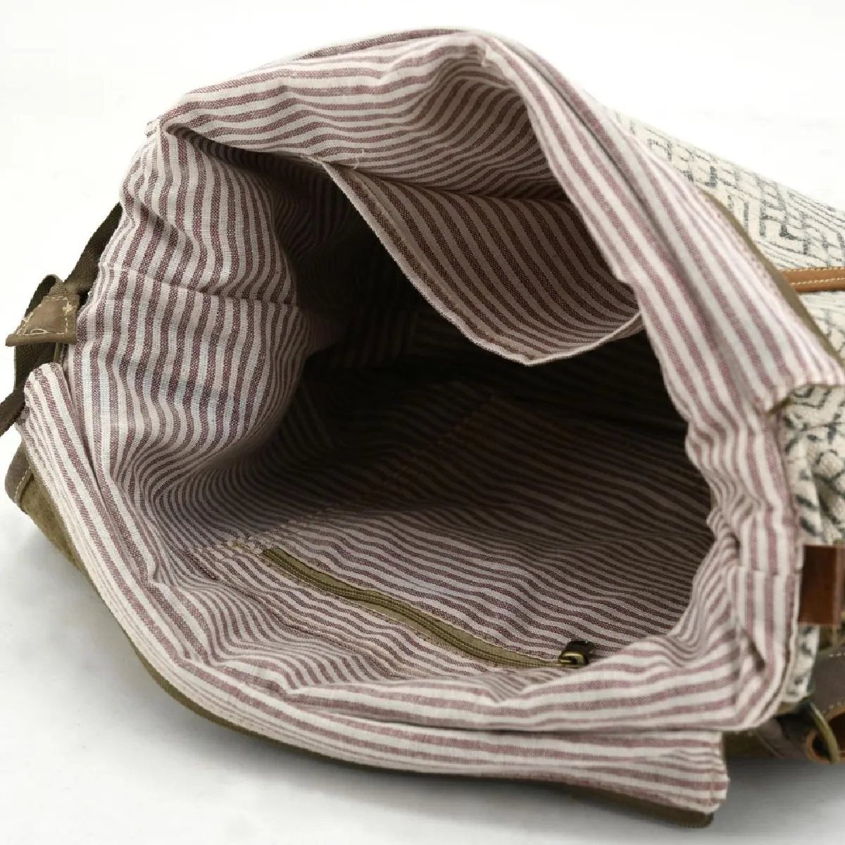 Aubry Gaspard Sac bandoulière coton et peau de vache
