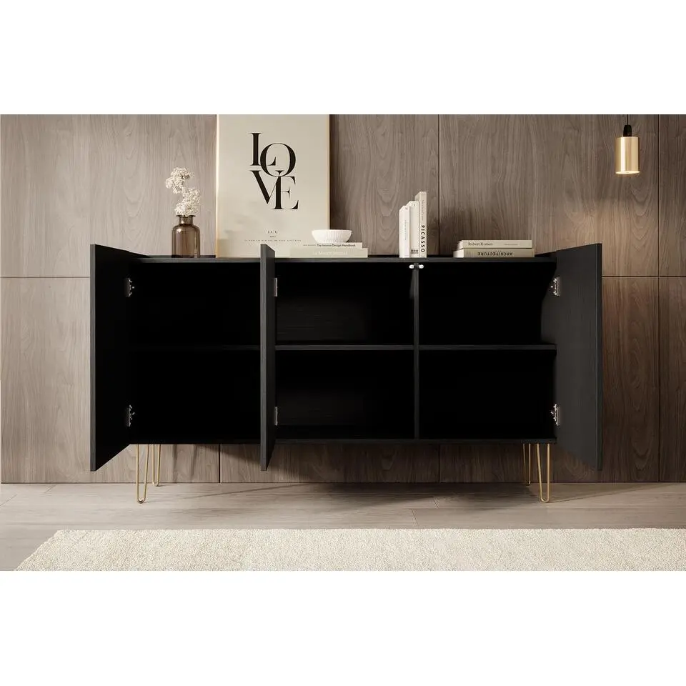 Meubella - Dressoir Hacienda - Zwart - 144 cm