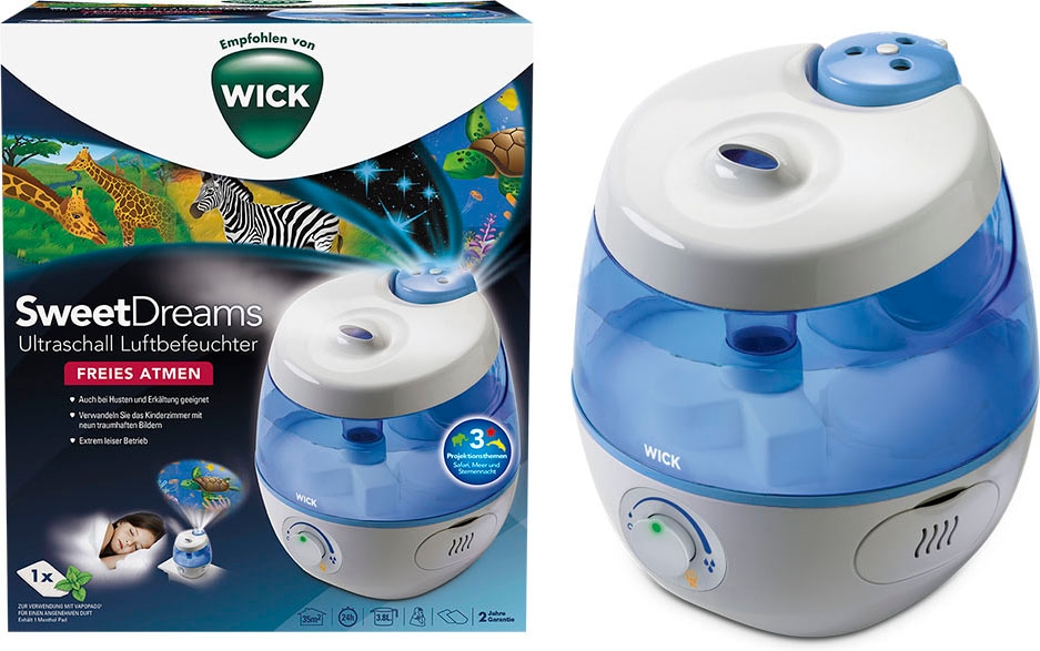 WICK Luftbefeuchter »SweetDreams Kaltluft-Luftbefeuchter mit Lichtprojektion - WUL575« 3,8 l Wassertank Projiziert 3 Motive: Safari, Ozean und Sternenhimmel