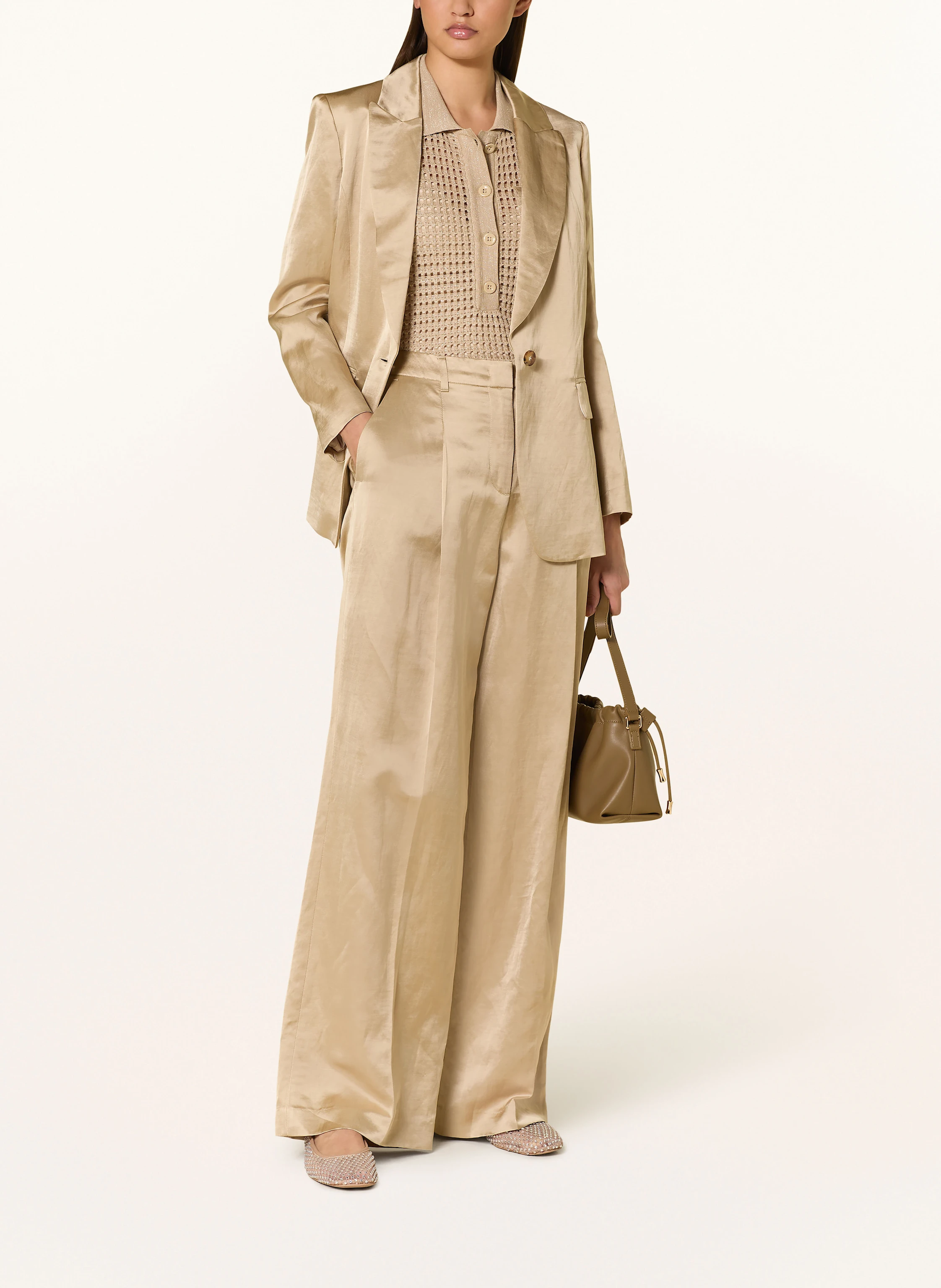 MARC CAIN Marlenehose WICHITA aus Satin mit Leinen