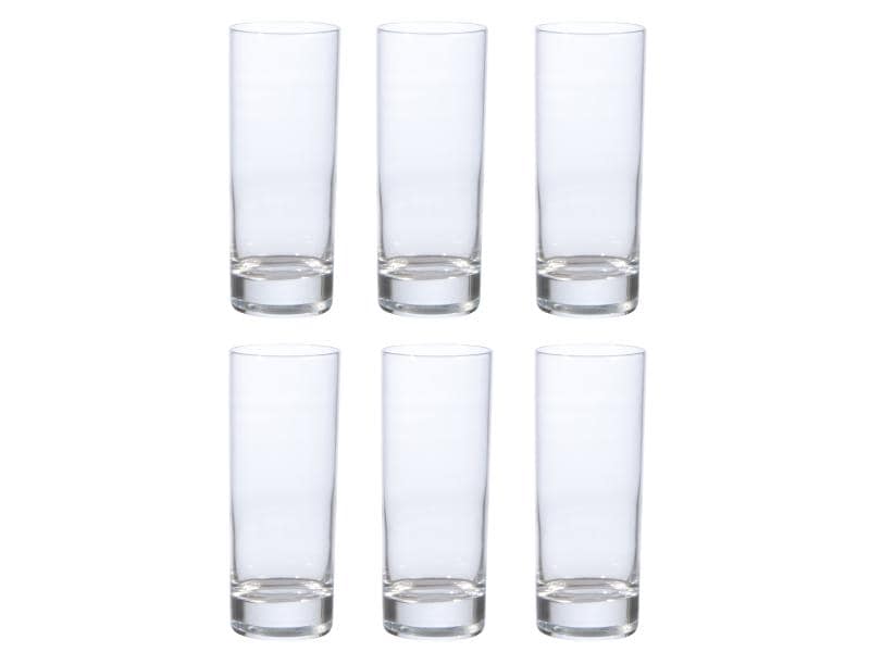 Arcoroc Trinkglas Islande 330 ml, 6 Stück, Transparent Getränkegläser Set im röhrenförmigen Design