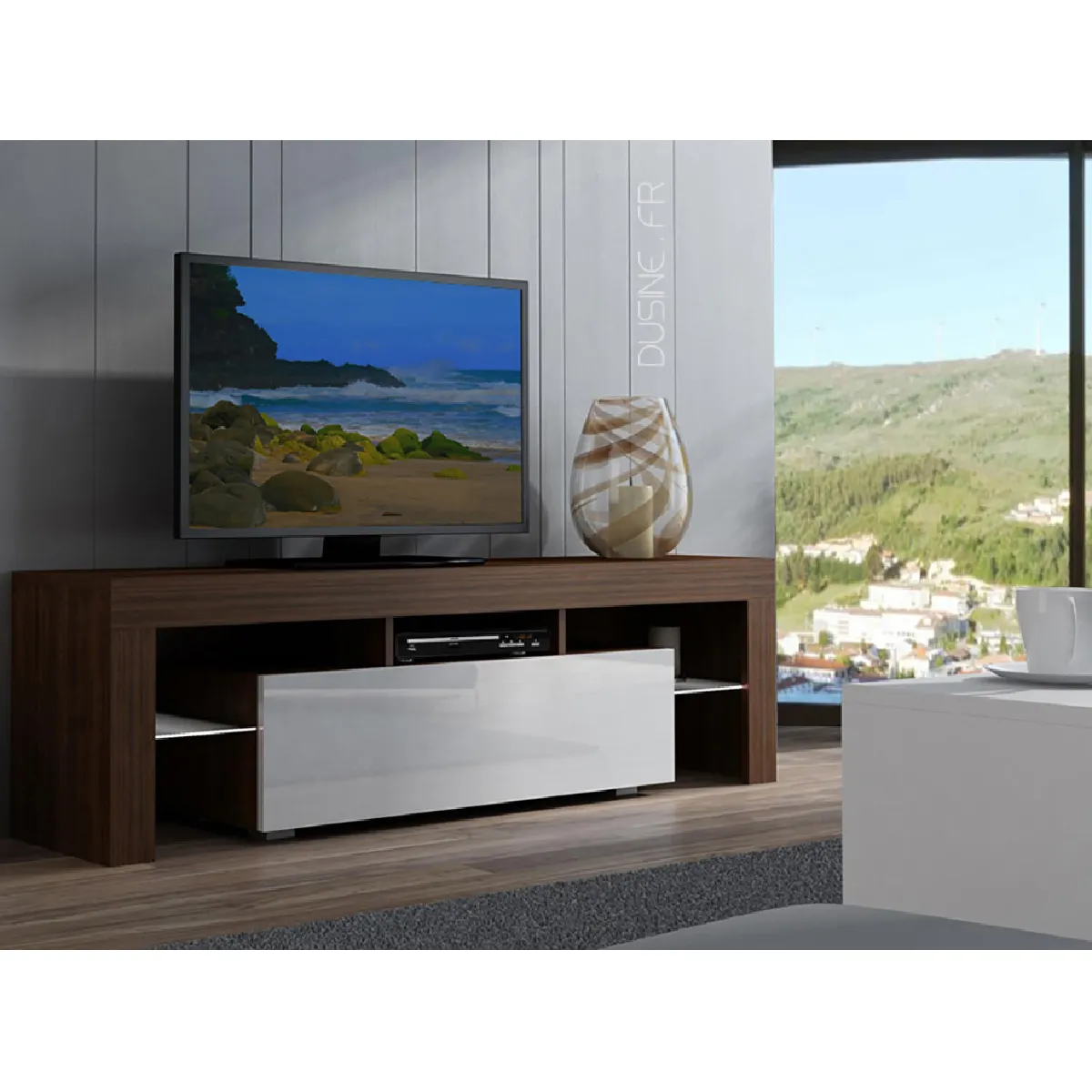 Dusine Meuble TV SPIDER - LED - Noyer mat
