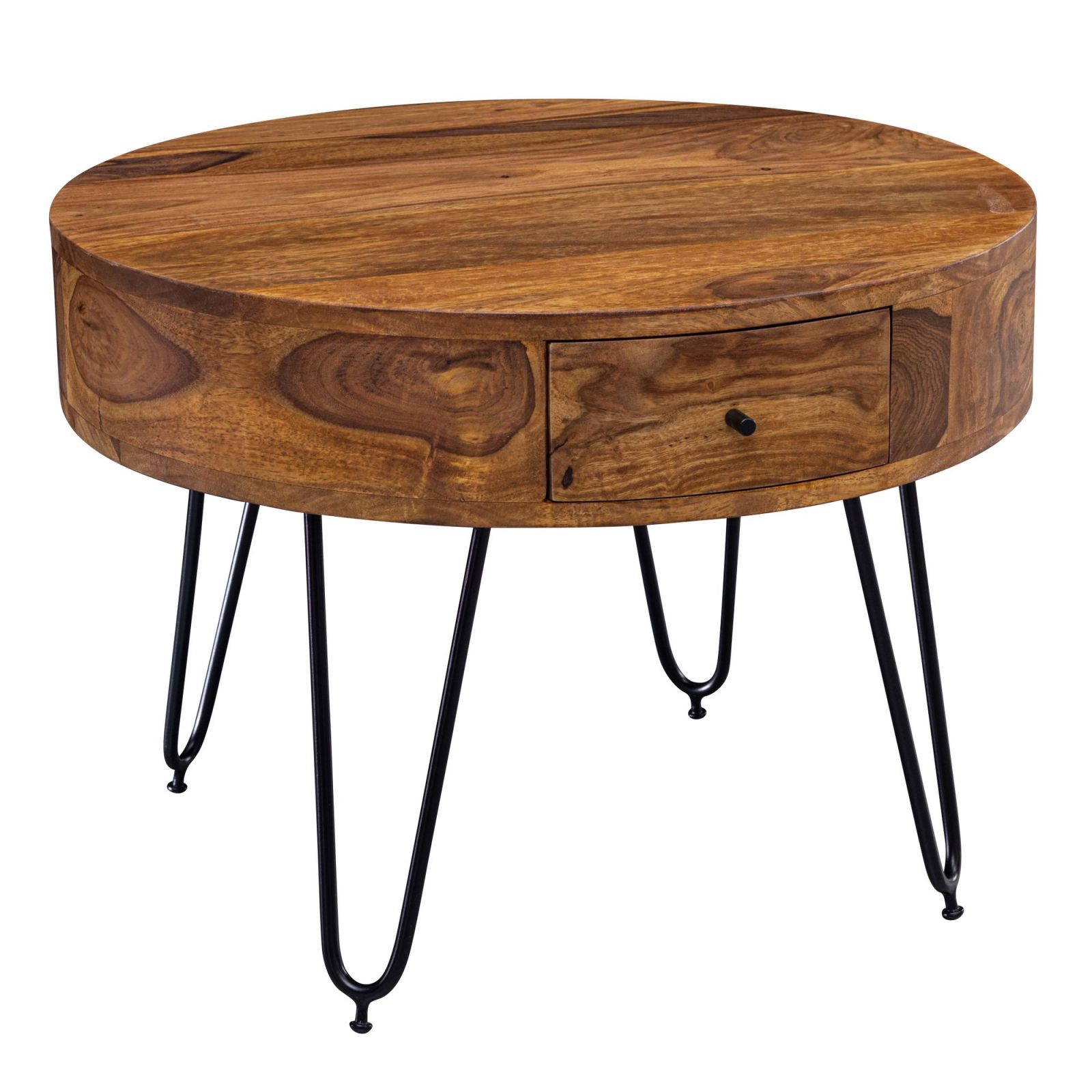 Couchtisch - Sheesham massiv - schwarz - 60 cm