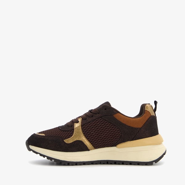 Blue Box dames sneakers bruin goud