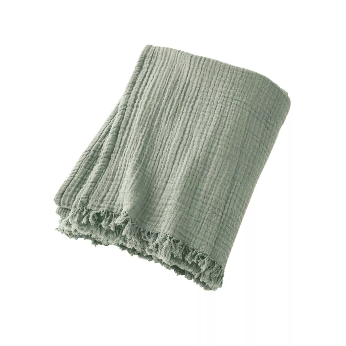 Plaid gaze de coton (130 x 160 cm) Gaïa Vert eucalyptus