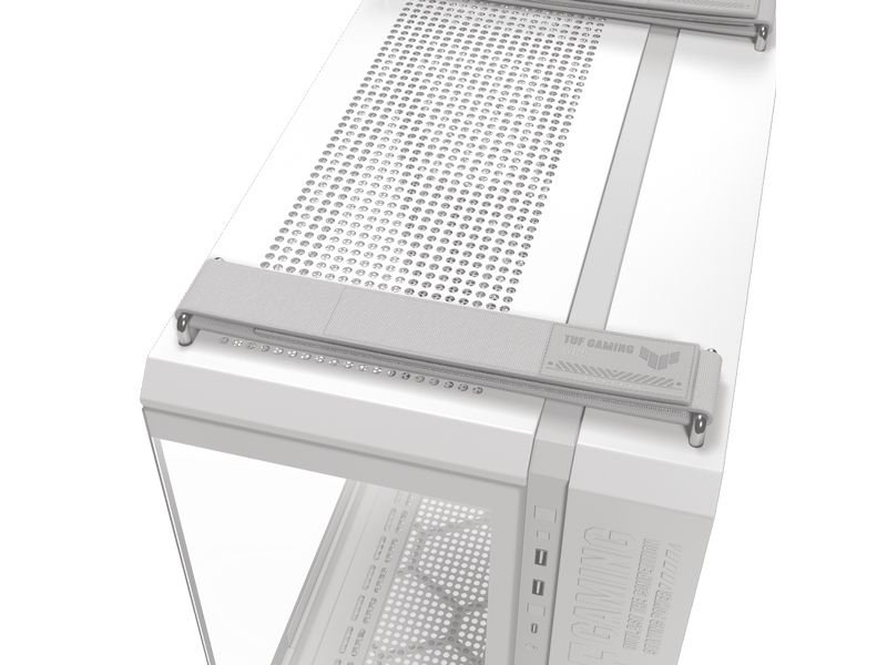 ASUS PC-Gehäuse TUF GAMING GT502 Horizon TG ARGB Weiss Robuster und stylisher Midi-Tower mit gehärtetem Glas, ARGB-Beleuchtung und durchdachtem Kühlkonzept