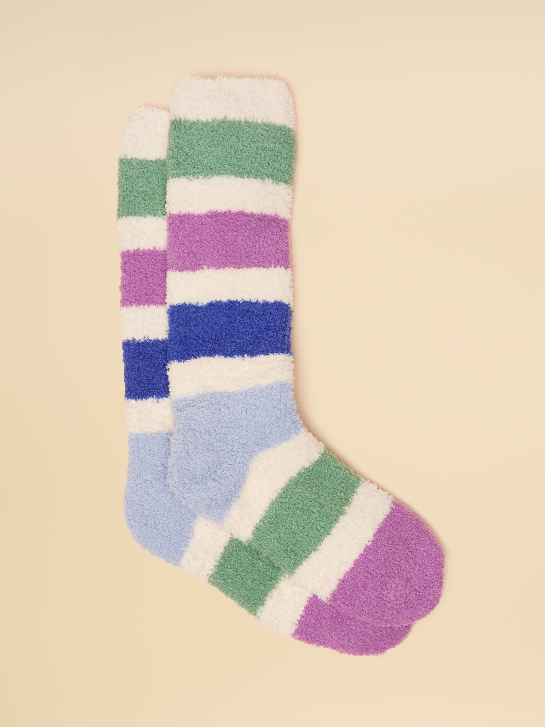 Blauw - Joules Women's Fluffy Stripe Socks (size 4-8)