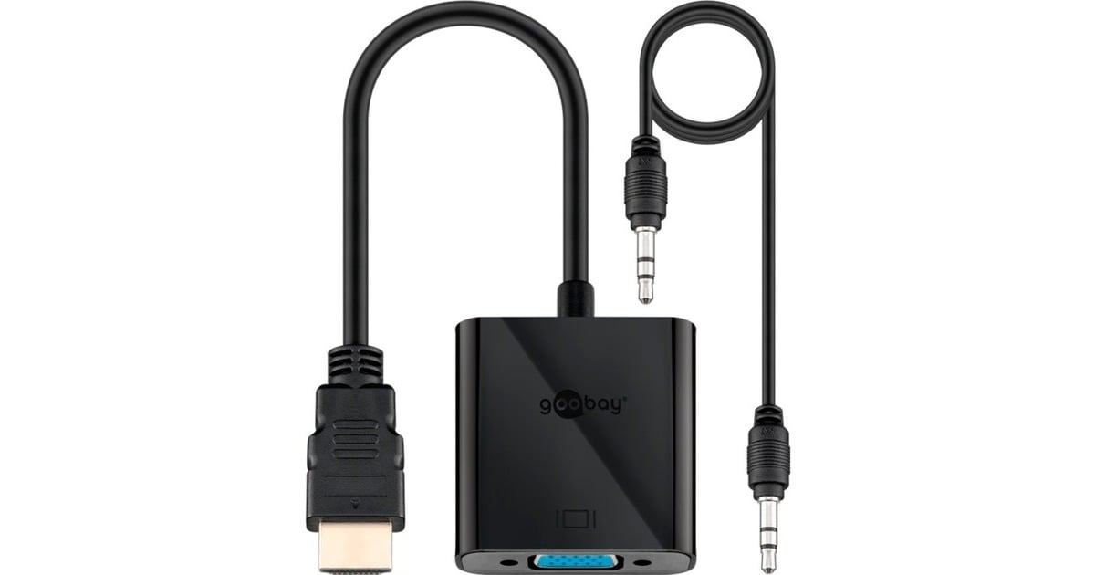 goobayHDMI/VGA adapter, + 3,5mm Stereo  (Zwart, vernikkeld)
