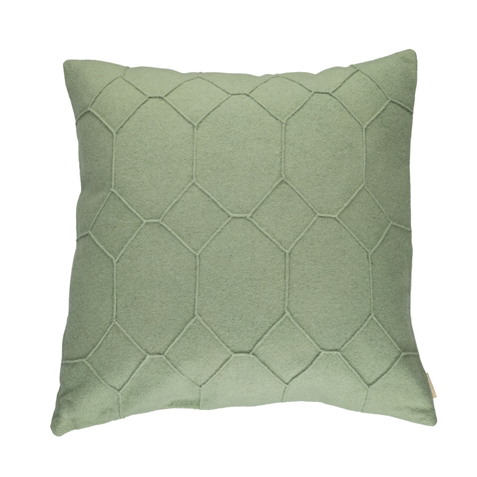 Sierkussen wolvilt Hexagon dewgreen 50x50cm