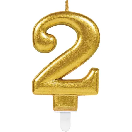 amscan Zahlenkerze 2 Sparkling, gold